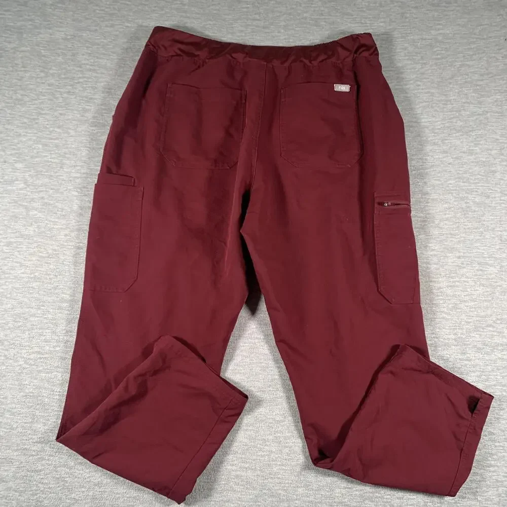 FIGS Pants Mens 41x29 Red Technical Collection Scrub Cargo Elastic Waist Pockets